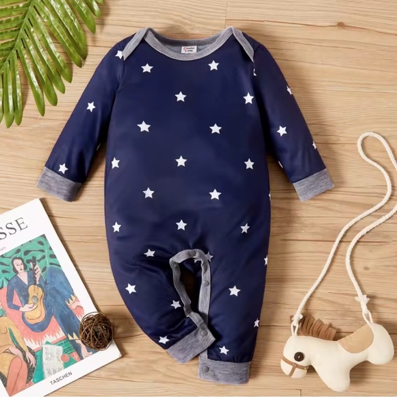 PatPat Blue and White Starry Footies - Picture 2 of 2